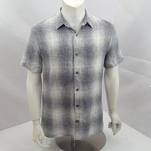 Vince Mens Linen Short Sleeve Button Down Grey M